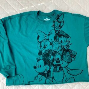 Disney Mickey & Friends Cropped Teal Sweatshirt XXL